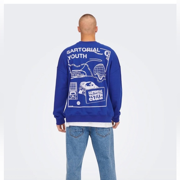 NWT Only & Sons UNISEX Sweatshirt 'Toby' in
Royal Blue - Picture 12 of 13
